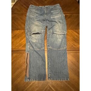 Red Route Mens Blue Denim Motorcycle Riding Jeans Size 38 Long Zippered Gusset